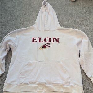 Elon White Hoodie with Maroon Logo